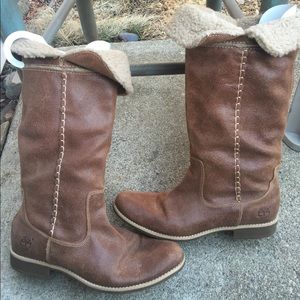 Women's Timberland Tall Tan Fur Lined Boots 9.5M